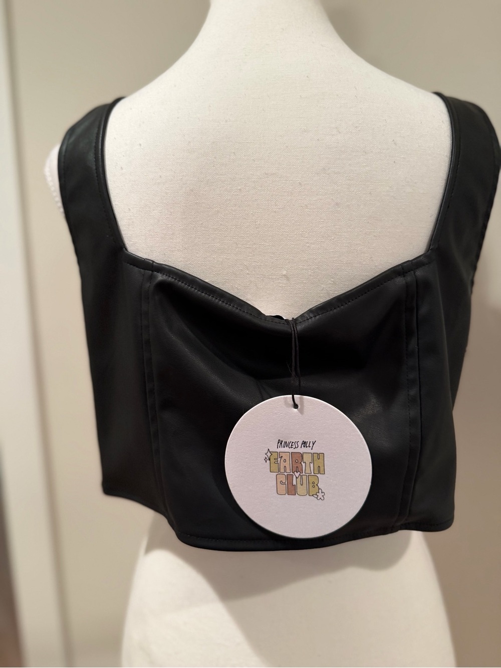 Princess Polly Faux Leather Corset Cropped Top - Hook-and-Eye - Picture 2 of 4